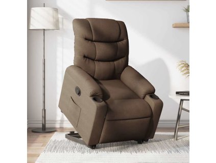 Zvedací polohovací křeslo hnědé textil 3206649