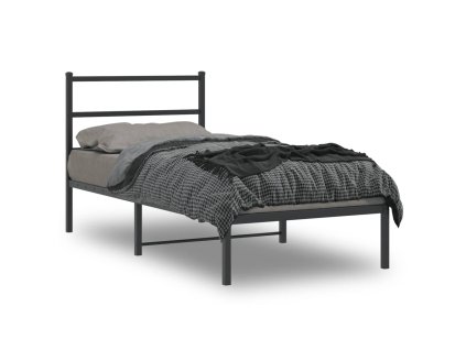 Kovový rám postele s čelem černý 90 x 190 cm 355357