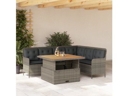 2dílná zahradní sedací souprava s poduškami šedá polyratan 3262084