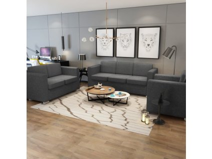 Třídílná sada pohovek s textilním čalouněním tmavě šedá 274215