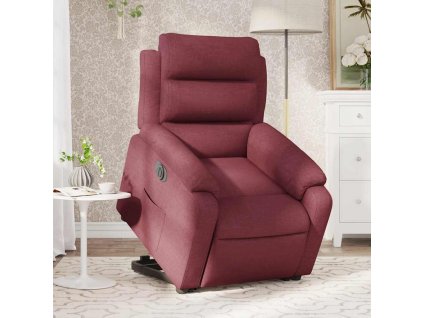 Elektrické zvedací polohovací křeslo vínové textil 3205007