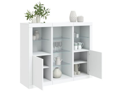 Příborníky s LED osvětlením 3 ks bílé kompozitní dřevo 3209121