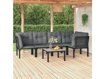 6dílná zahradní sedací souprava černá a šedá polyratan 3187754