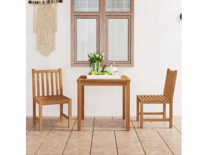 3dílná zahradní jídelní sada 80 x 80 cm masivní teakové dřevo 3059921
