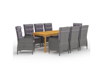 9dílný zahradní jídelní set šedý 3067869