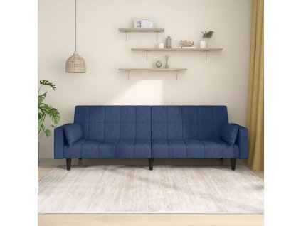 2místná rozkládací pohovka se 2 polštáři modrá textil 375837