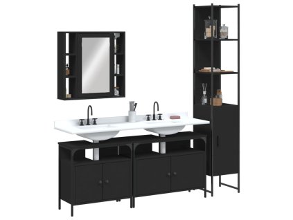 4dílná koupelnová sestava černá kompozitní dřevo 3214745