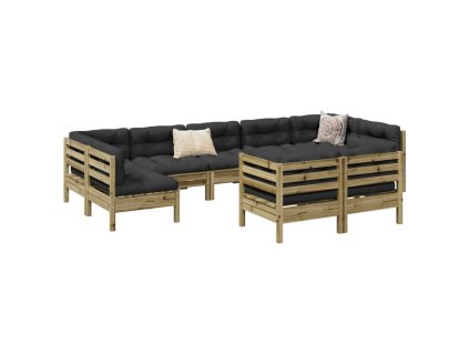 9dílná zahradní sedací souprava a podušky impregnovaná borovice 3299635