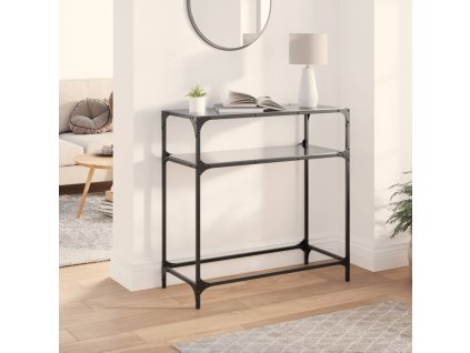 Konzolový stolek s černou skleněnou deskou 80 x 35 x 81 cm ocel 846025