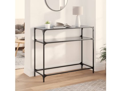 Konzolový stolek s černou skleněnou deskou 98 x 35 x 81 cm ocel 846027
