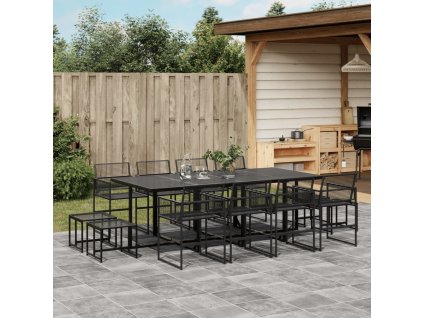 13dílný zahradní jídelní set černý polyratan 3295055