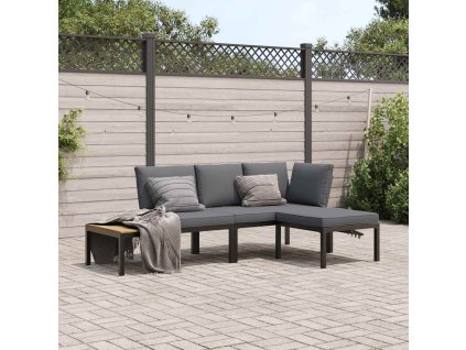 3dílná zahradní sedací souprava s poduškami černá hliník 3283680