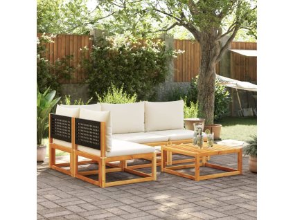 5dílná zahradní sedací souprava s polštáři, akácie a ratan 3278888