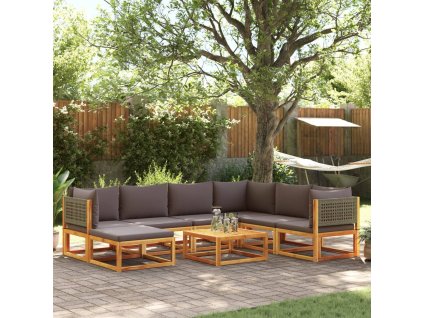 8dílná zahradní sedací souprava s polštáři, akácie a ratan 3278904
