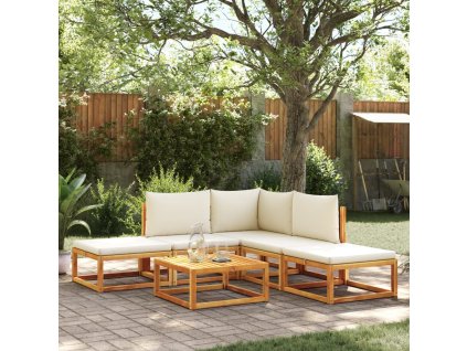 6dílná zahradní sedací souprava s polštáři, akácie a ratan 3278869