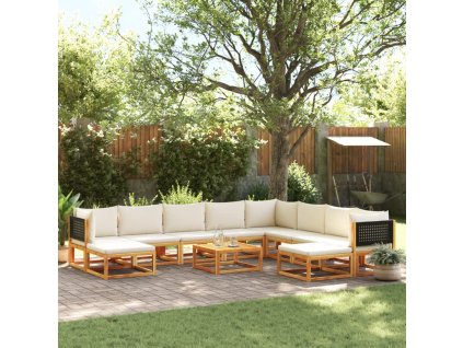 11dílná zahradní sedací souprava s polštáři, akácie a ratan 3278883