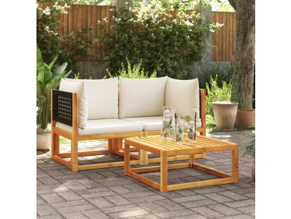 Zahradní pohovky rohové s polštáři 2 ks dřevo akácie a ratan 3278876