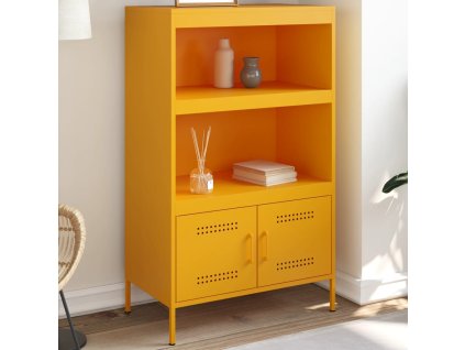 Skříň highboard hořčicově žlutá 68 x 39 x 113 cm ocel 842973