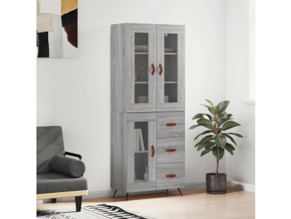 Skříň highboard šedá sonoma 69,5 x 34 x 180 cm kompozitní dřevo 3198575