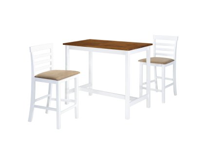 Barový stůl a židle sada 3 kusů masivní dřevo hnědo-bílá 275233