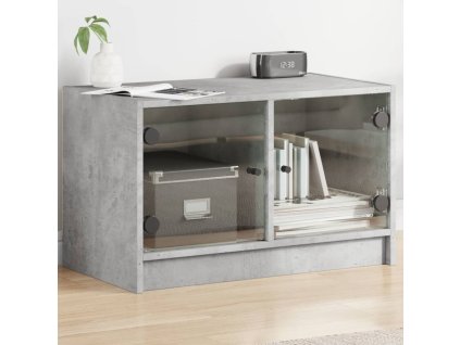 TV skříňka se skleněnými dvířky betonově šedá 68x37x42 cm 836360