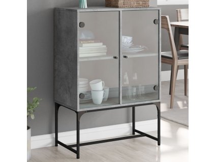 Odkládací skříňka skleněná dvířka betonově šedá 69x37x100 cm 836549