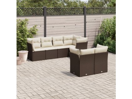 7dílná zahradní sedací souprava s poduškami hnědá polyratan 3249742