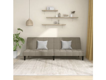 2místná rozkládací pohovka světle šedá samet 375841