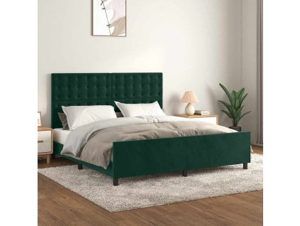 Rám postele s čelem tmavě zelený 180x200 cm samet 3126016