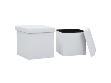 Skládací úložné stoličky 2 ks bílé umělá kůže 247084