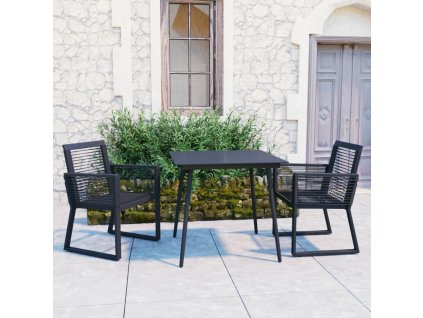 3dílný zahradní jídelní set PVC ratan černý 3060213