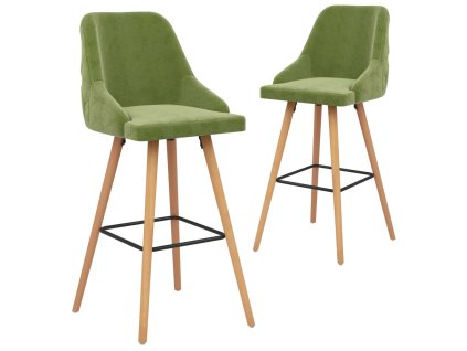 Barové židle 2 ks světle zelené samet 289466