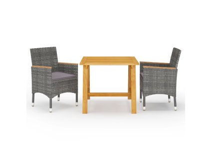 3dílný zahradní jídelní set šedý 3068688