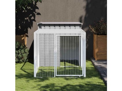 Klec pro kuřata s výběhem světle šedá 110 x 201 x 110 cm pozinkovaná ocel 172360