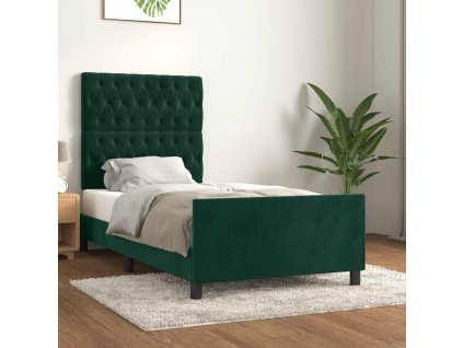 Rám postele bez matrace tmavě zelená 100 x 200 cm samet 3125925