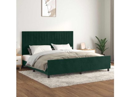 Rám postele bez matrace tmavě zelená 200 x 200 cm samet 3125900