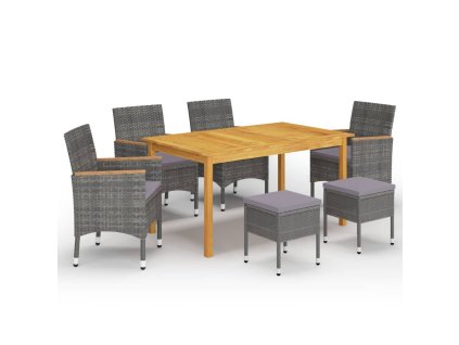 7dílný zahradní jídelní set šedý 3067782