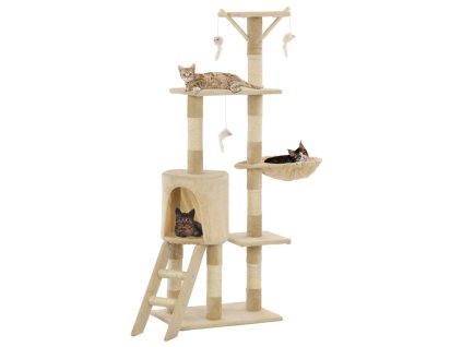Škrabadlo pro kočky se sisalovými sloupky 138 cm béžové 170580