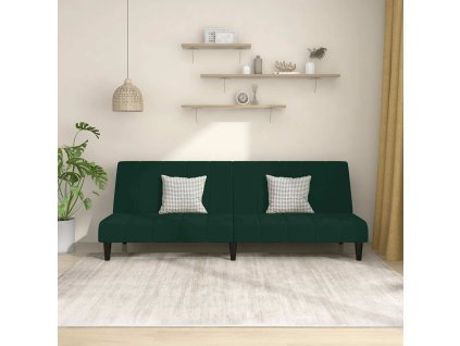 2místná rozkládací pohovka tmavě zelená samet 375843
