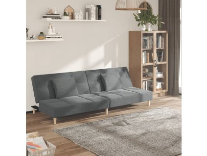 2místná rozkládací pohovka se 2 polštáři tmavě šedá textil 375793