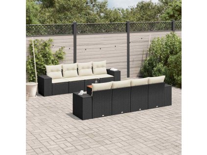 9dílná zahradní sedací souprava s poduškami černá polyratan 3257694