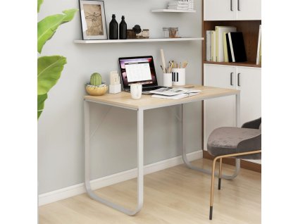 Počítačový stůl bílý a dub 110 x 60 x 73 cm dřevotříska 30202