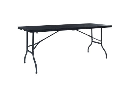 Skládací zahradní stůl černý 180x75x72 cm HDPE imatace ratan 48831
