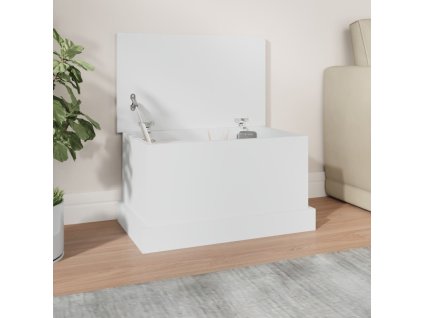 Úložný box bílý 50 x 30 x 28 cm, dřevo 816496