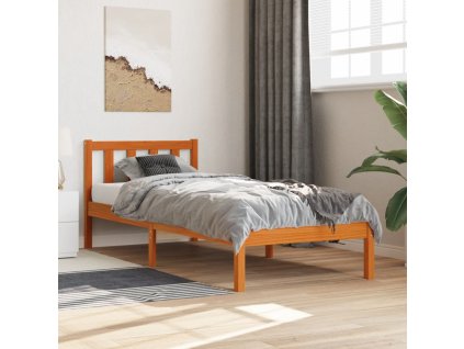 Postel bez matrace voskově hnědá 90 x 190 cm masivní borovice 844802
