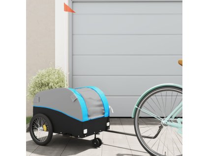 Vozík za kolo černý a modrý 30 kg železo 94142