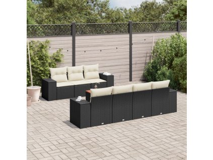 8dílná zahradní sedací souprava s poduškami černá polyratan 3225349