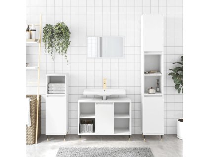 3dílný set koupelnového nábytku bílý kompozitní dřevo 3190291