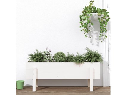 Zahradní vyvýšený záhon bílý 101 x 30 x 38 cm masivní borovice 825185