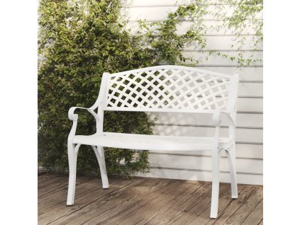 Zahradní lavice 102 cm litý hliník bílá 317746